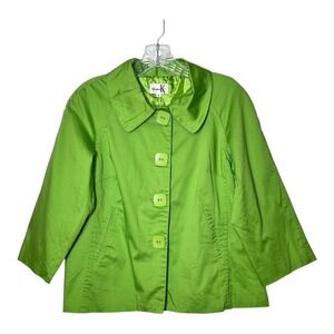 Shana K Womens Size S Neon Lime Green Lightweight 4 Button Dressy Jacket‎ Lined